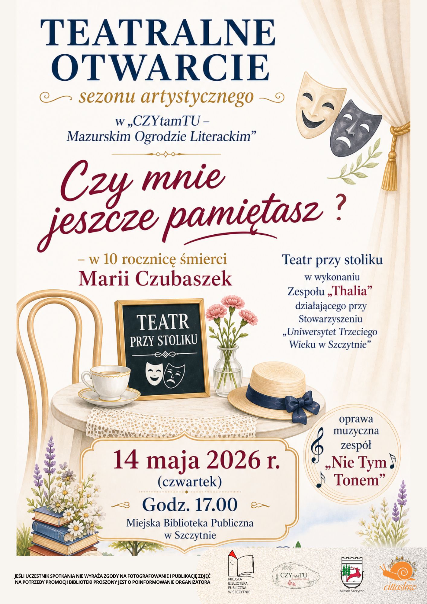 Plakat teatralne otwarcie ogródka literackiego 